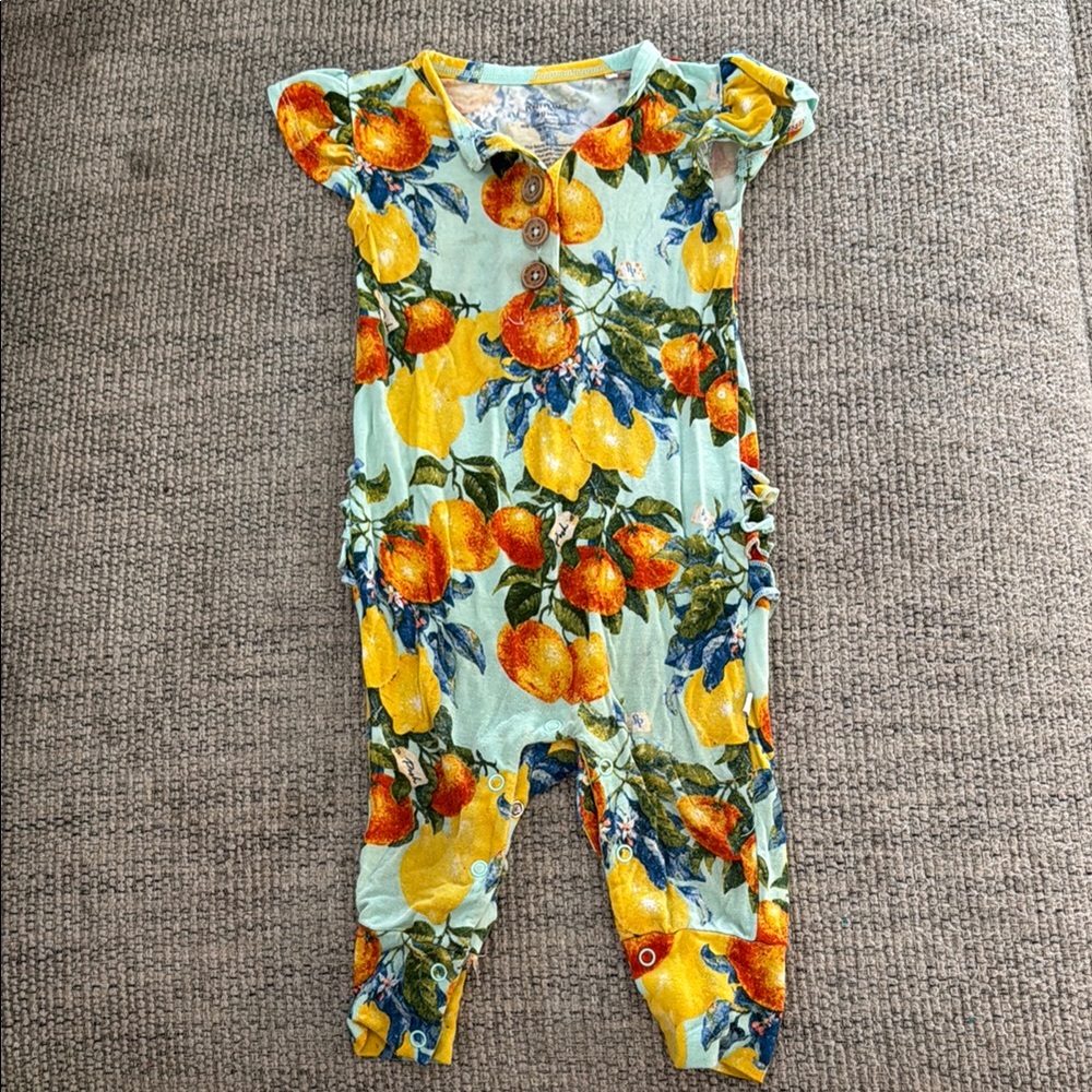 Posh Peanut Blue and Yellow Footies Vibrant One Piece